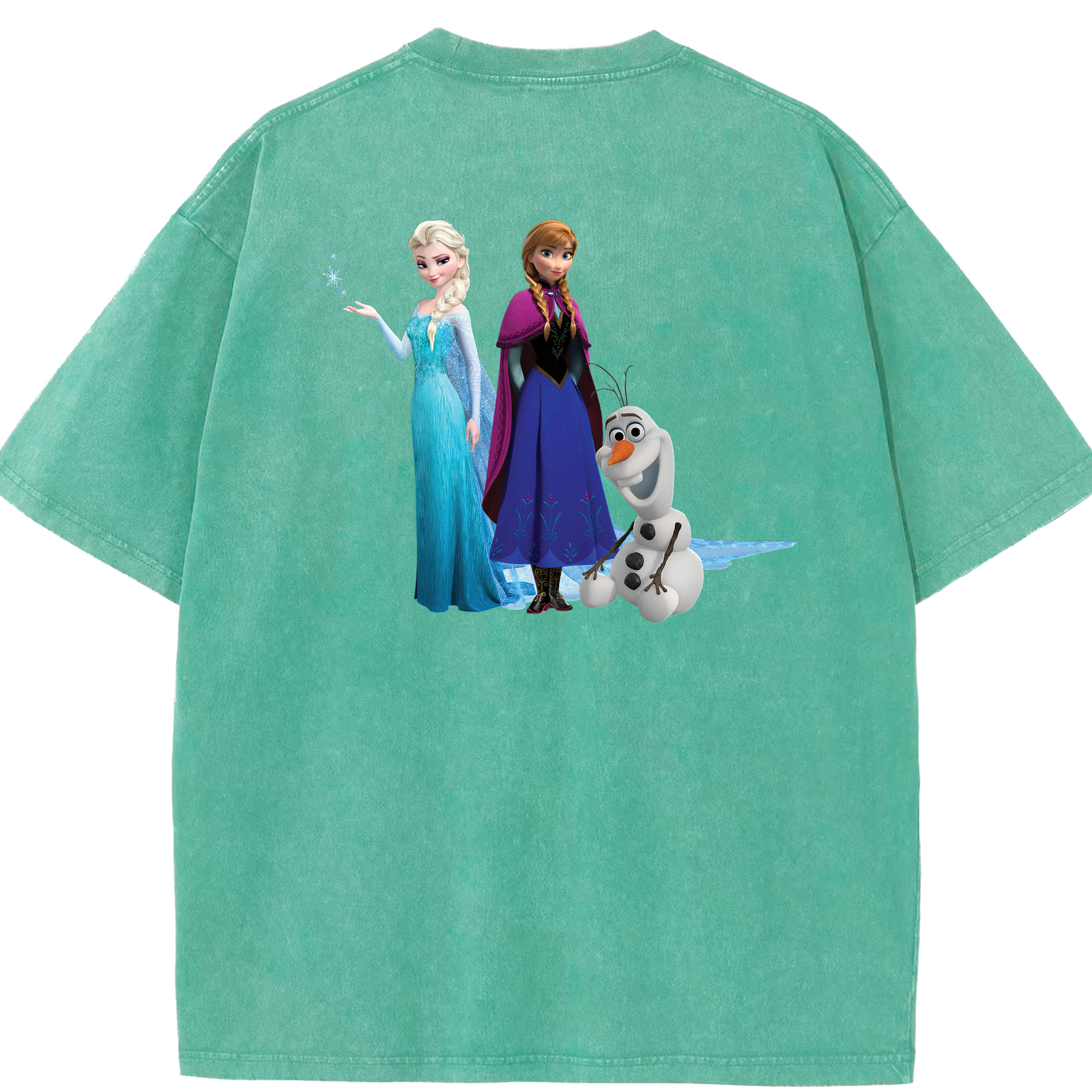 （画像用） アナと雪の女王 アンナ エルサ Frozen Anna Elsa 綿100% ヴィンテージ風 半袖Tシャツ（背面プリント）